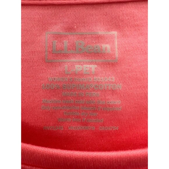 L.L. Bean Womens Pima Cotton Shaped Tee 3/4 Sleeve Sunit Coral Large Petite - Picture 5 of 12